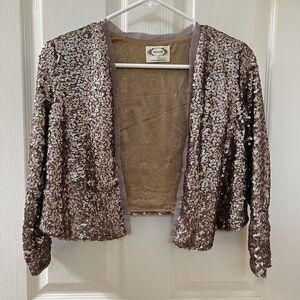 Joyfolie Mia Joy Gold Sequin Livvy Jacket Open Cardigan Girls Size 10